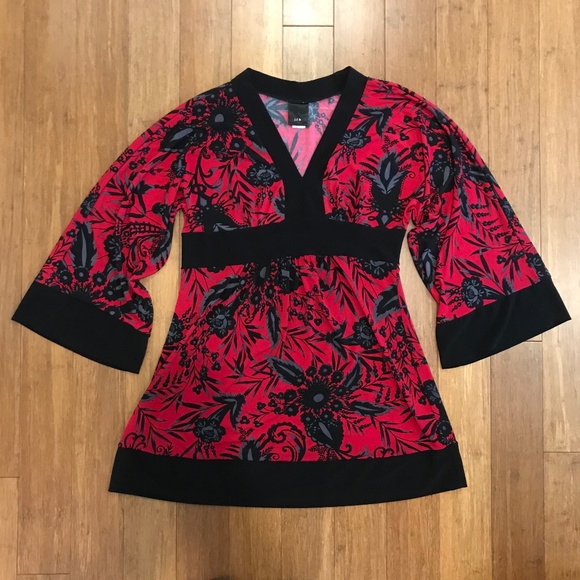 Asian-Inspired Tunic Mini Dress Kimono Bell Sleeves Empire Waist | M/L - Picture 12 of 12